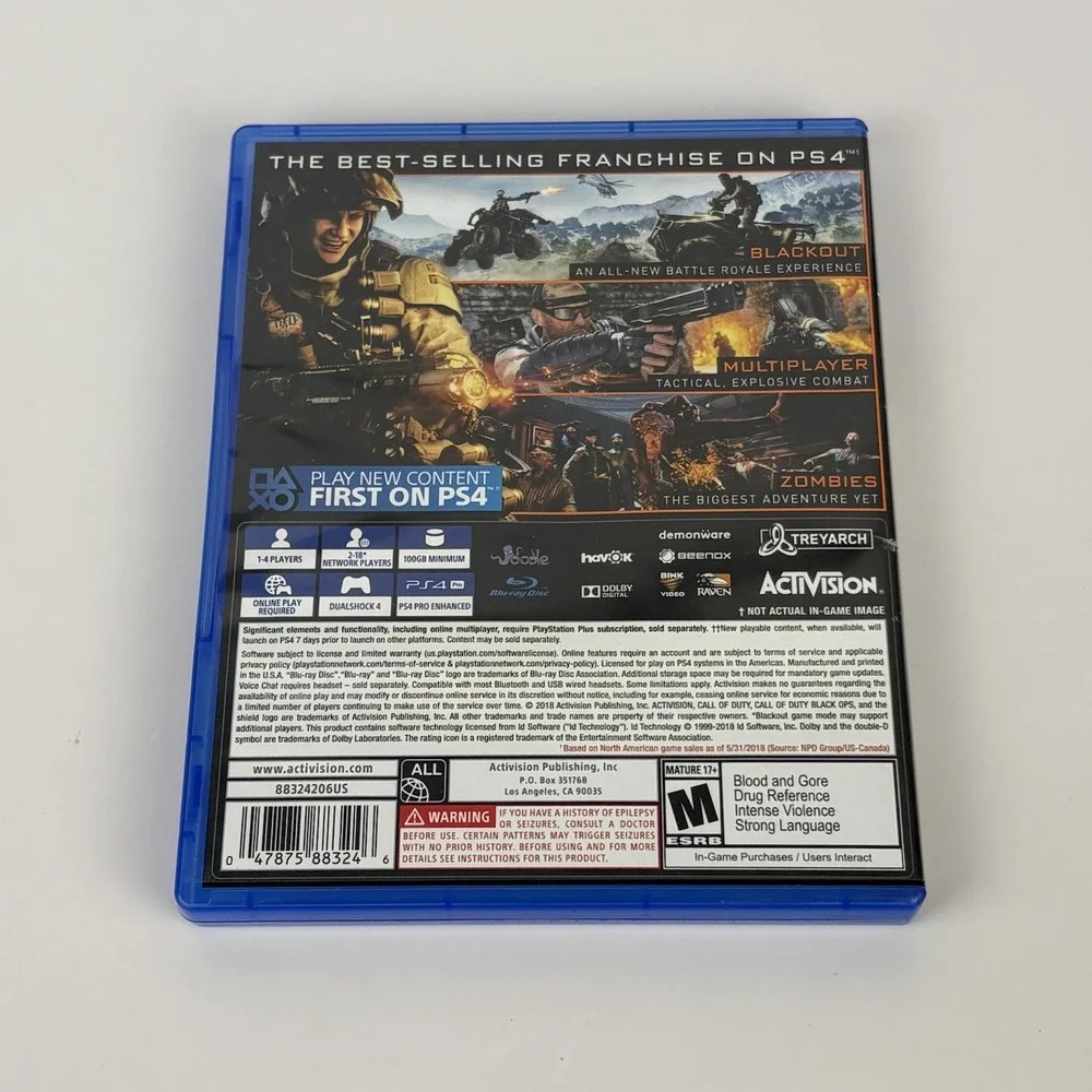 Call of Duty Black Ops 4 IIII (PlayStation 4, 2018) PS4  Video Game